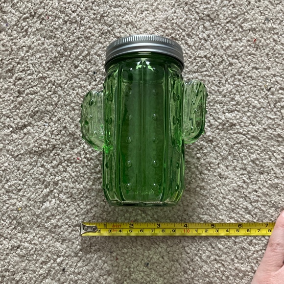 Set of 4 Glass Cactus Drinking Jars with Lids and Reusable Straws - Picture 5 of 5